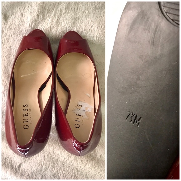👑✅PRICE FIRM✅ GUESS Dark Red Patent Heels - Picture 5 of 11